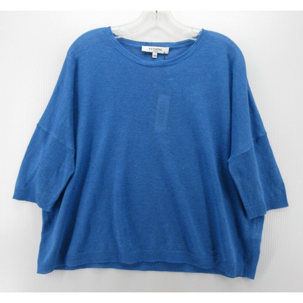 Estheme Sweater XS Linen Oversized Boxy Pullover Crewneck Top NEW